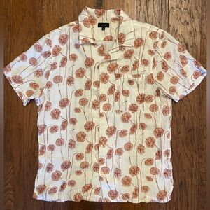 Joe's Jeans Charlie Button Front Camp Shirt Mens Ginger Poppies